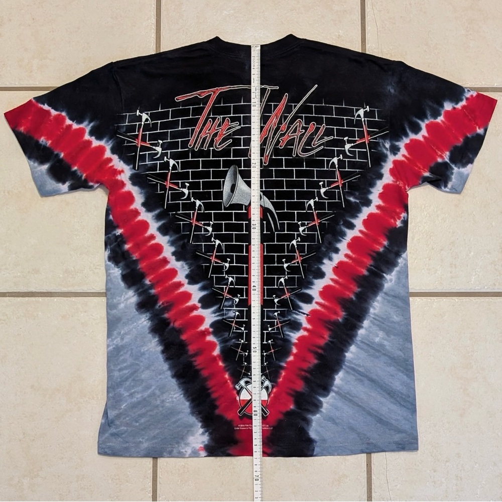 100% Cotton Liquid Blue Pink Floyd The Wall Tie Dye Men’s T-Shirt - Picture 8 of 12